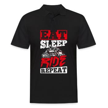 EAT SLEEP RIDE REPEAT - Motorrad Fahrradfans Hobby - Männer Poloshirt - Schwarz - Vorne - Kai (181cm)