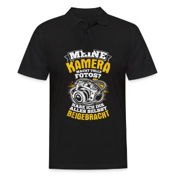 Kamera Fotografie Spruch Kamera Freunde Fotografie - Männer Poloshirt - Schwarz - Vorne - Kai (181cm)