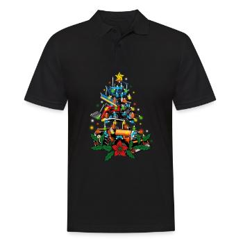 Tractor Tree Farmer Vintage Christmas Tree Xmas Sa - Männer Poloshirt - Schwarz - Vorne - Kai (181cm)