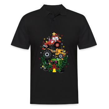 Tractor Tree Farmer Vintage Christmas Tree Xmas Re - Männer Poloshirt - Schwarz - Vorne - Kai (181cm)
