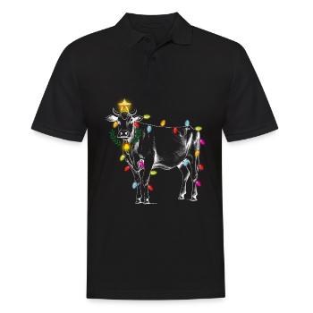 Cow Tree Farmer Vintage Christmas Tree Xmas Cow Fa - Männer Poloshirt - Schwarz - Vorne - Kai (181cm)