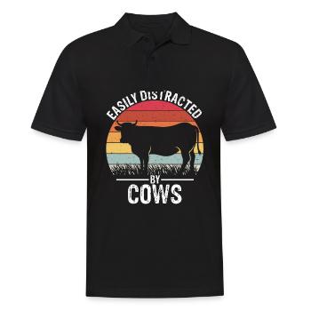 Easily Distracted by Cows Farmer Farming Gift Farm - Männer Poloshirt - Schwarz - Vorne - Kai (181cm)