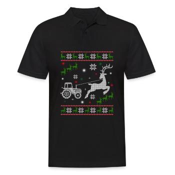 Reindeer Farmer Tractor Design Christmas Tree Farm - Männer Poloshirt - Schwarz - Vorne - Kai (181cm)