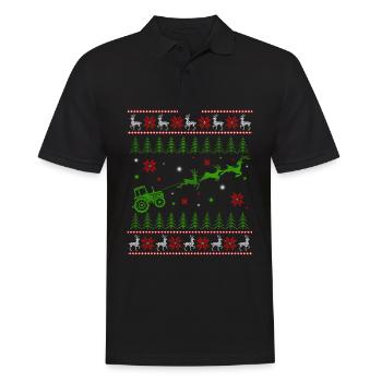Reindeer Farmer Tractor Design Christmas Tree Farm - Männer Poloshirt - Schwarz - Vorne - Kai (181cm)