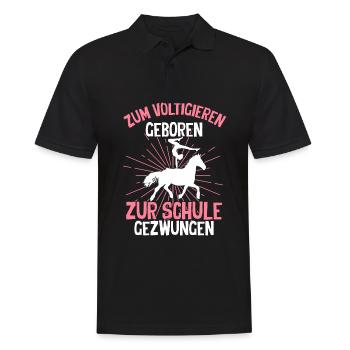 Zum Voltigieren Geboren Zur Schule Gezwungen Reit - Männer Poloshirt - Schwarz - Vorne - Kai (181cm)