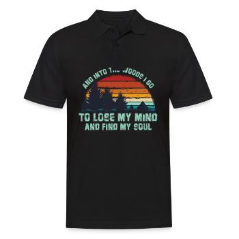 Wald Zitat Retro - Und in den Wald gehe ich - Männer Poloshirt - Schwarz - Vorne - Kai (181cm)
