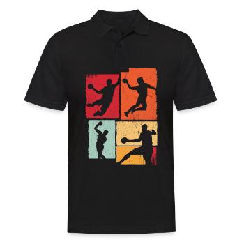 Handball Sport Coach Turnier Ball Vintage Handball - Männer Poloshirt - Schwarz - Vorne - Kai (181cm)