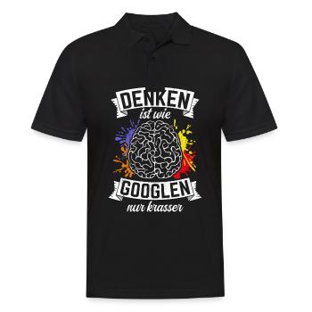 Denken Ist Wie Googlen Nur Krasser Gehirn Schüler - Männer Poloshirt - Schwarz - Vorne - Kai (181cm)