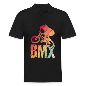 BMX Radfahren Fahrrad Geschenk Retro Fahrrad MTB B - Männer Poloshirt - Schwarz - Vorne - Kai (181cm)