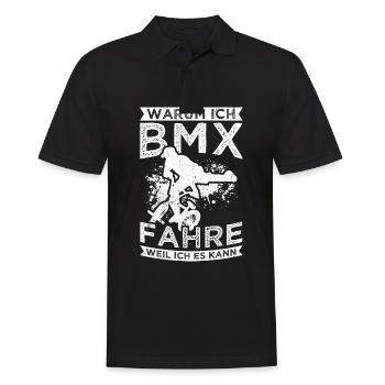 Warum Ich BMX Fahre Weil Ich Es Kann Geschenk Bike - Männer Poloshirt - Schwarz - Vorne - Kai (181cm)