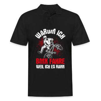 Warum Ich BMX Fahre Weil Ich Es Kann Geschenk Bike - Männer Poloshirt - Schwarz - Vorne - Kai (181cm)