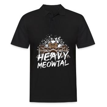 Heavy Meowtal Cat Heavy Metal Rock Headbanger Ca - Polo Homme - noir - Devant - Kai (181cm)