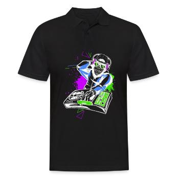 DJ Monkey Music Party Fun Sunglasses Dance Party M - Men's Polo Shirt - black - Front - Kai (181cm)