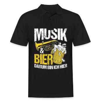 Musique et bière C’est pourquoi je suis là Alcool Musique de fête - Polo Homme - noir - Devant - Kai (181cm)