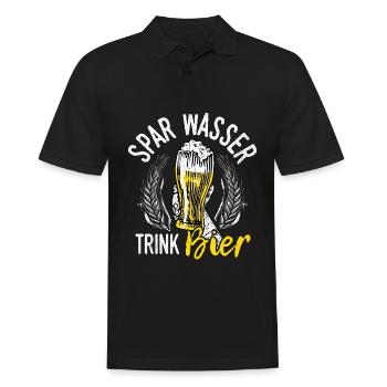 Spar Water Drink Beer Beer Pong Hops Booze Trin - Men's Polo Shirt - black - Front - Kai (181cm)