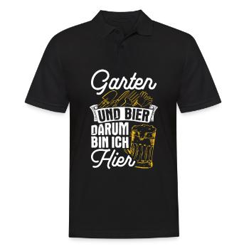 Garten Und Bier Darum Bin Ich Hier Saufen Garten B - Männer Poloshirt - Schwarz - Vorne - Kai (181cm)