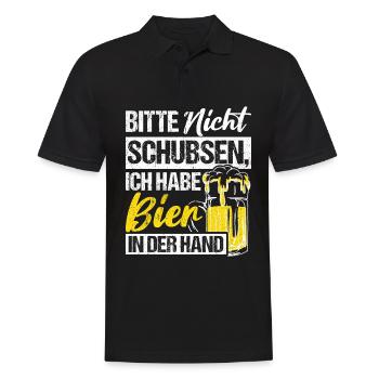 Please don't push I've got beer in my hand Tri - Men's Polo Shirt - black - Front - Kai (181cm)