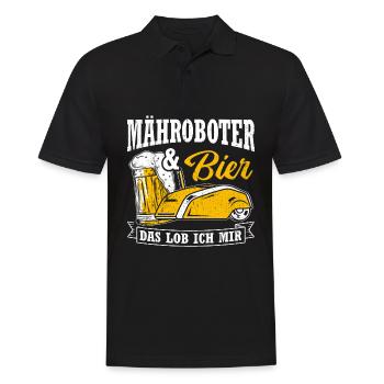 Gardener Beer Fun Garden Booze Party Beer Mower Robot - Men's Polo Shirt - black - Front - Kai (181cm)