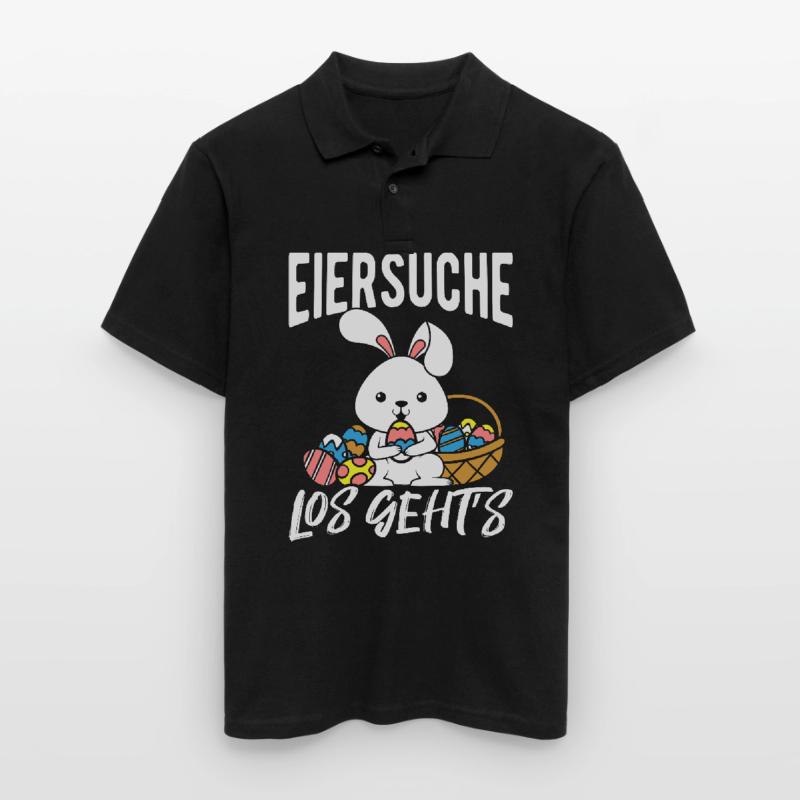 Egg Hunt Let's Go Easter Easter Bunny Easter Eggs Ki Men's Polo Shirt