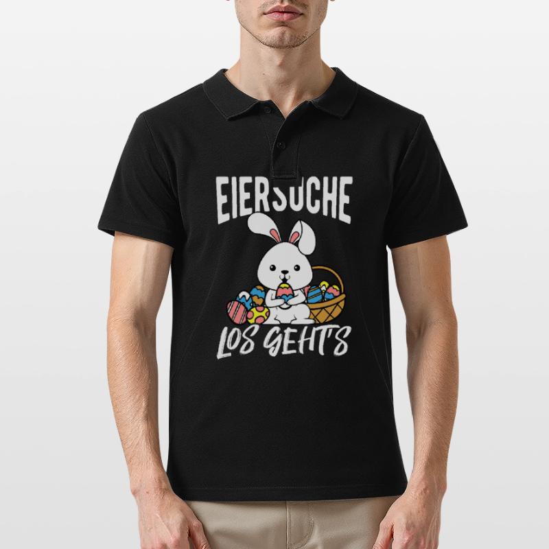 Egg Hunt Let's Go Easter Easter Bunny Easter Eggs Ge Men's Polo Shirt