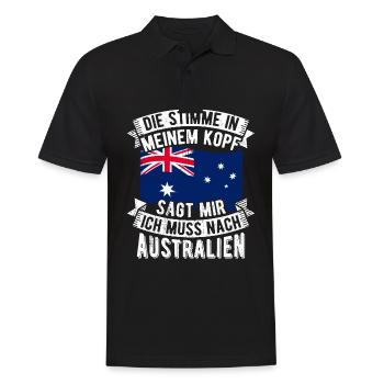 Die Stimme In Meinem Kopf Sagt Mir Muss Nach Austr - Männer Poloshirt - Schwarz - Vorne - Kai (181cm)