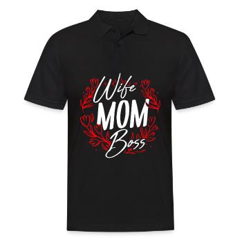 Wife Mom Gift Family Best Mom Best - Men's Polo Shirt - black - Front - Kai (181cm)