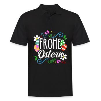 Frohe Ostern - Männer Poloshirt - Schwarz - Vorne - Kai (181cm)