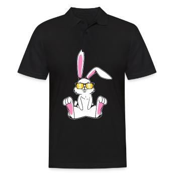Cooler Hase mit Sonnenbrille Kanninchen Hasen - Männer Poloshirt - Schwarz - Vorne - Kai (181cm)