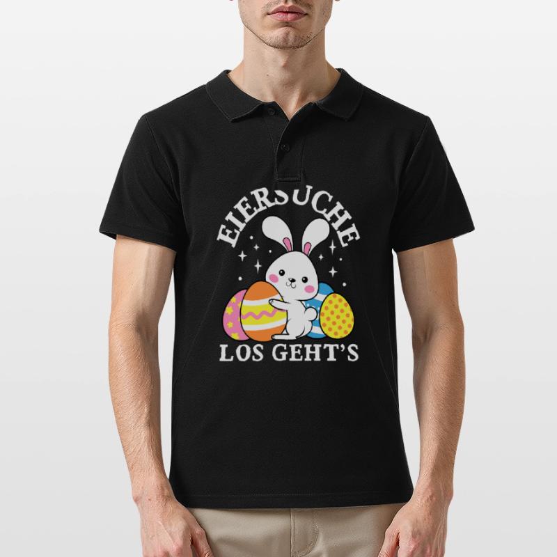 Egg Hunt Let's Go Easter Easter Bunny Easter Eggs Men's Polo Shirt