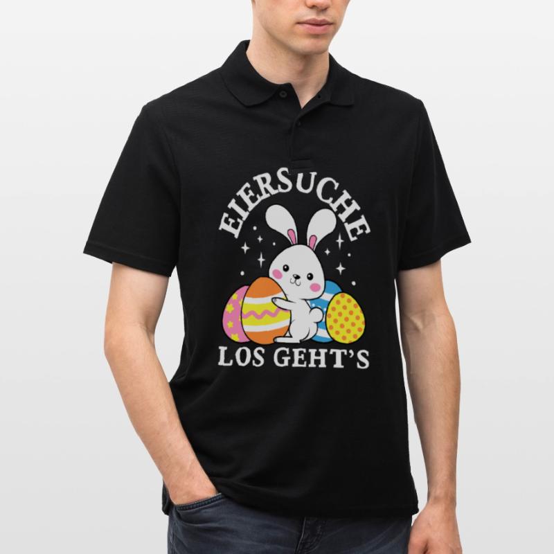 Egg Hunt Let's Go Easter Easter Bunny Easter Eggs Men's Polo Shirt