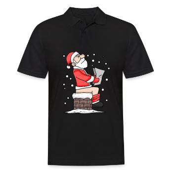 Weihnachtsmann Schornstein lustig Weihnachten - Männer Poloshirt - Schwarz - Vorne - Kai (181cm)