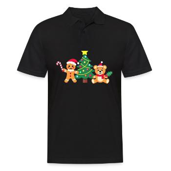 Sapin de Noël en pain d’épices - Les amis du Père Noël - Polo Homme - noir - Devant - Kai (181cm)