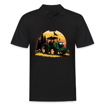 Traktor - Schlepper - Landwirt - Männer Poloshirt - Schwarz - Vorne - Kai (181cm)