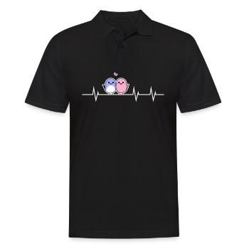 Two Cute Birds - Heart to Heart - Men's Polo Shirt - black - Front - Kai (181cm)