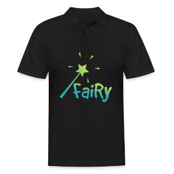 Fairy with a wand - Feen mit einem Zauberstab - Männer Poloshirt - Schwarz - Vorne - Kai (181cm)
