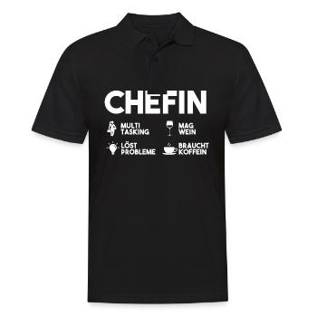 Arbeit Kollegen Büro Teamleiter Führungskraft Chef - Männer Poloshirt - Schwarz - Vorne - Kai (181cm)