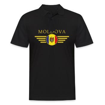 I Love Moldova, Elegance Style Design T-Shirt - Men's Polo Shirt - black - Front - Kai (181cm)