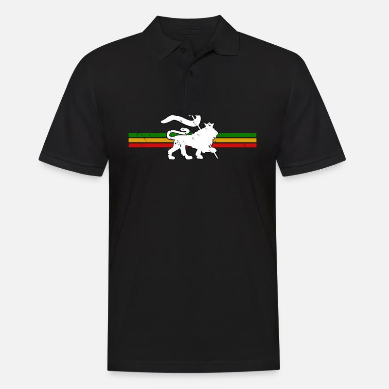 Reggae Lion - Männer Poloshirt - Schwarz