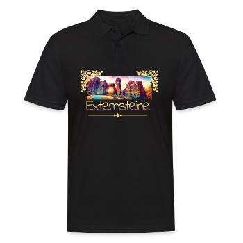 Externsteine – Magie in Stein und Zeit - Männer Poloshirt - Schwarz - Vorne - Kai (181cm)