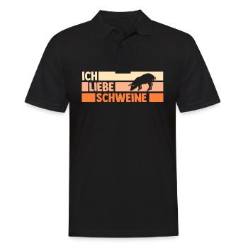 Ferkel Landwirt Bauer Bauernhof Schweine - Männer Poloshirt - Schwarz - Vorne - Kai (181cm)