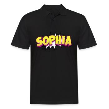 Sophia benutzerdefinierter Name Comic-Buch-Stil Pop-Art, - Männer Poloshirt - Schwarz - Vorne - Kai (181cm)