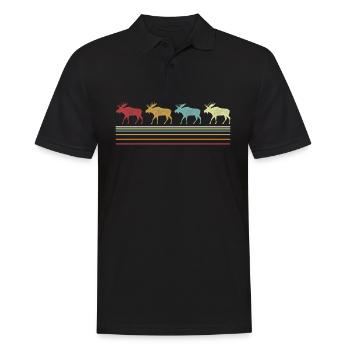 Retro Elch Liebhaber Lustiger Elch Vintage - Männer Poloshirt - Schwarz - Vorne - Kai (181cm)