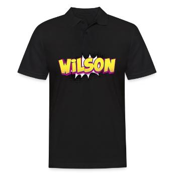 Wilson Benutzerdefinierter Name Comic-Buch-Stil Pop-Art, - Männer Poloshirt - Schwarz - Vorne - Kai (181cm)