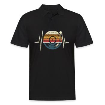 Vinyl Records Heartbeat Music - Men's Polo Shirt - black - Front - Kai (181cm)