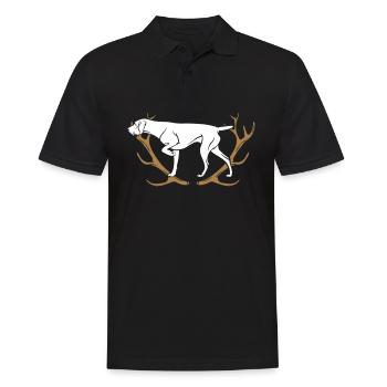 German Wirehaired - Antlers - Men's Polo Shirt - black - Front - Kai (181cm)