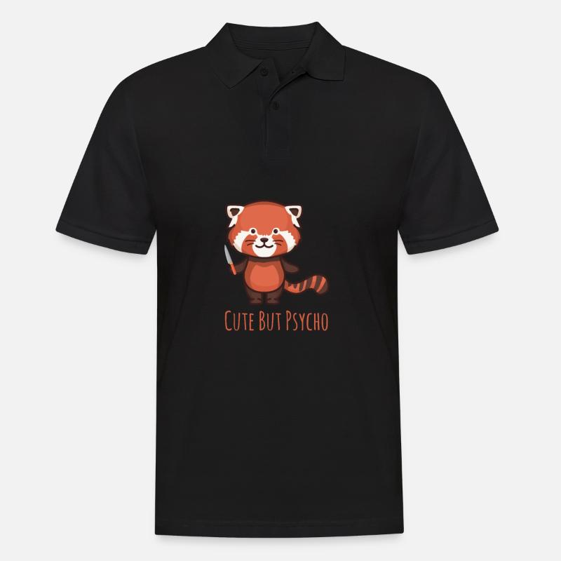 Süß aber psycho - Roter Panda mit Messer - Männer Poloshirt - Schwarz