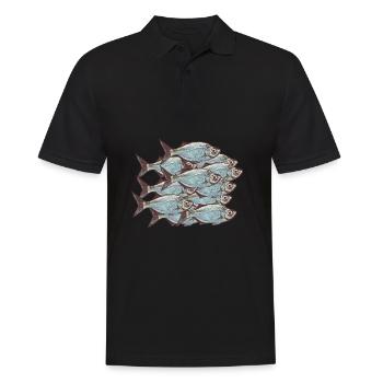 Fischschwarm - Männer Poloshirt - Schwarz - Vorne - Kai (181cm)