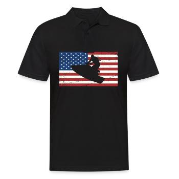 usa jetski flag Design for a usa flag and jet ski - Men's Polo Shirt - black - Front - Kai (181cm)
