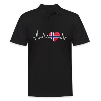 Norwegen Flagge Herzschlag Urlaub Geschenk - Männer Poloshirt - Schwarz - Vorne - Kai (181cm)