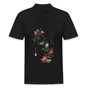 Karmesinblüten-Singvögel - Männer Poloshirt - Schwarz - Vorne - Kai (181cm)
